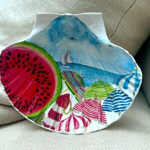 NEW Handmade decoupage scallop seashell watermelon beach umbrellas